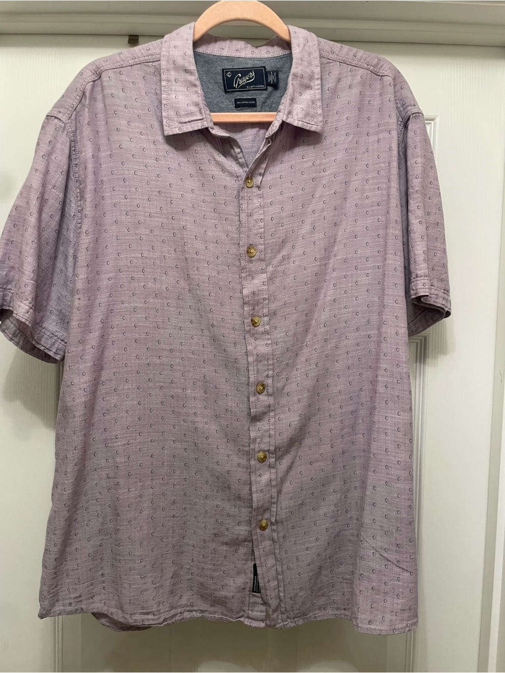 Grayers Light Lavender purple Short Sleeve Button-Down Shirt luxury cotton